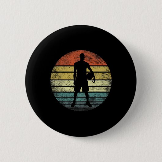 Bysketbyll Player spendet Spaß Retro Vintag Style Button (Vorderseite)