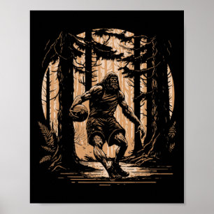 Bysketbyll Sasquatch Vintage Bigfoot Tauchender Bb Poster