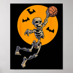 Bysketbyll Skeleton Halloween Men Boys Bysketbyll Poster