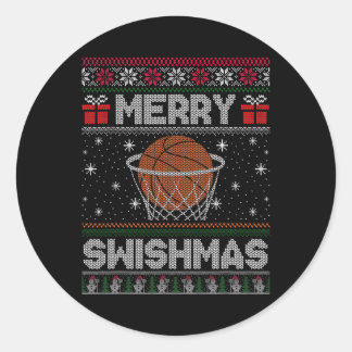 Bysketll Christmas Merry Swishmas Ugly Christmas S Runder Aufkleber