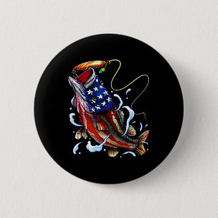 Byss Fischen Fisch Amerikanische Flagge Vater Four Button