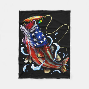Byss Fischen Fische Amerikanische Flagge Vater Vie Fleecedecke