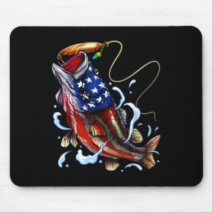Byss Fischen Fische Amerikanische Flagge Vater Vie Mousepad