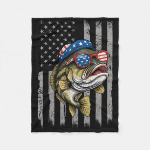 Byss Fish 4. Juli Amerikanische Us Flagge Patrioti Fleecedecke