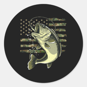 Byss Fish Fishing USA Amerikanische Flagge Tarnung Runder Aufkleber