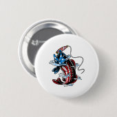 Byss Fishing American Flag Fish Funny Vathday Button (Vorne & Hinten)