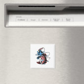 Byss Fishing American Flag Fish Funny Vathday Magnet (In Situ (Geschirrspüler))