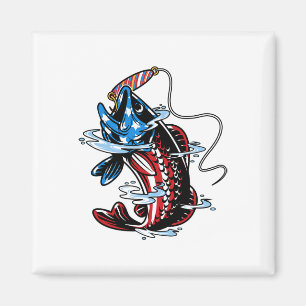 Byss Fishing American Flag Fish Funny Vathday Magnet