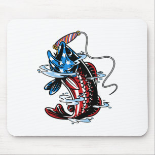 Byss Fishing American Flag Fish Funny Vathday Mousepad