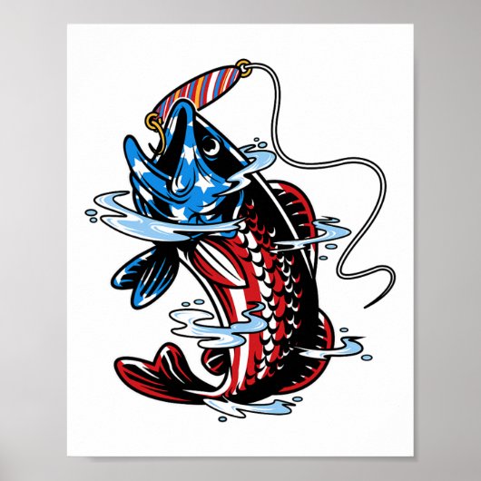 Byss Fishing American Flag Fish Funny Vathday Poster (Vorne)