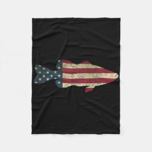 Byss Fishing Amerikanische Flagge Vintage Patrioti Fleecedecke