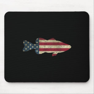 Byss Fishing Amerikanische Flagge Vintage Patrioti Mousepad
