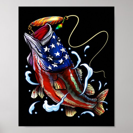 Byss Fishing Fish American Flag Dad Father Fourth  Poster (Vorne)