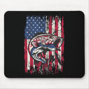 Byss Fishing-Shirt American Usa Flag Fisherman Tee Mousepad