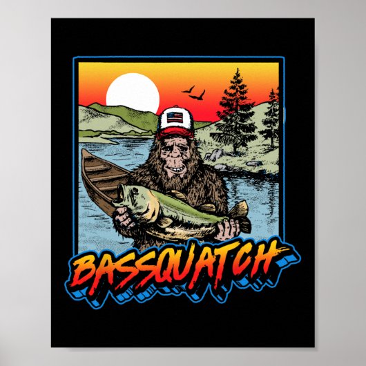 Byssquatch! Lustiger Byss-Angler Sasquatch Retro 8 Poster (Vorne)