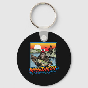 Byssquatch! Lustiger Byss-Angler Sasquatch Retro 8 Schlüsselanhänger