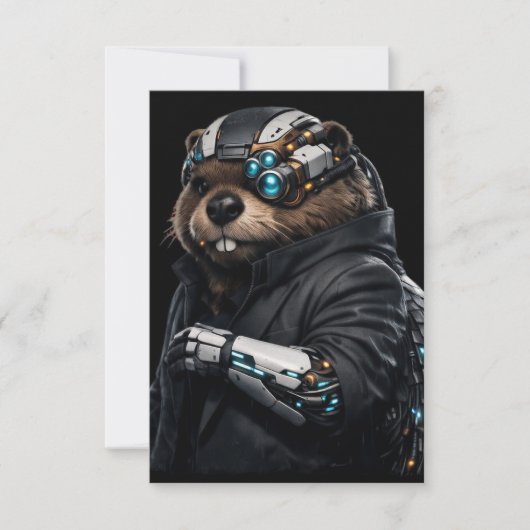 Byte Beaver Hochzeitskarte RSVP Karte (Vorderseite)