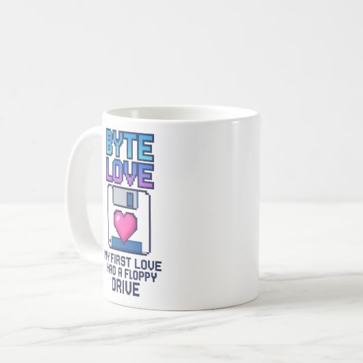 Byte Love: My first love had a floppy drive Kaffeetasse (Vorderseite Links)