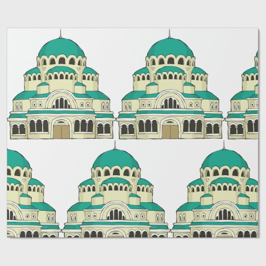 Byzantine Architecture Teal Dome Cathedral Geschenkpapier (Flach)