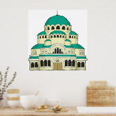 Byzantine Architecture Teal Dome Cathedral Poster (Küche)
