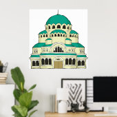 Byzantine Architecture Teal Dome Cathedral Poster (Heimbüro)