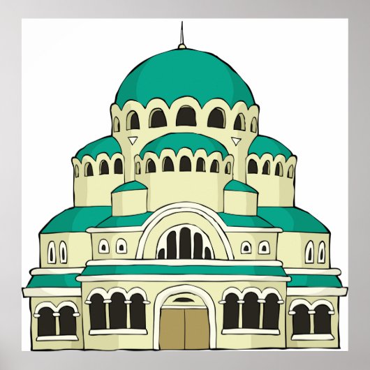 Byzantine Architecture Teal Dome Cathedral Poster (Vorne)