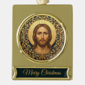 Byzantine Christ Icon - Jesus Banner-Ornament Gold (Vorderseite)
