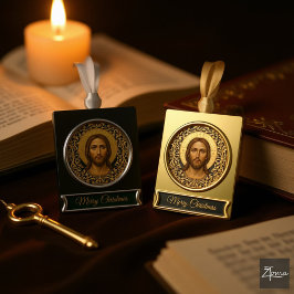 Byzantine Christ Icon - Jesus Banner-Ornament Gold