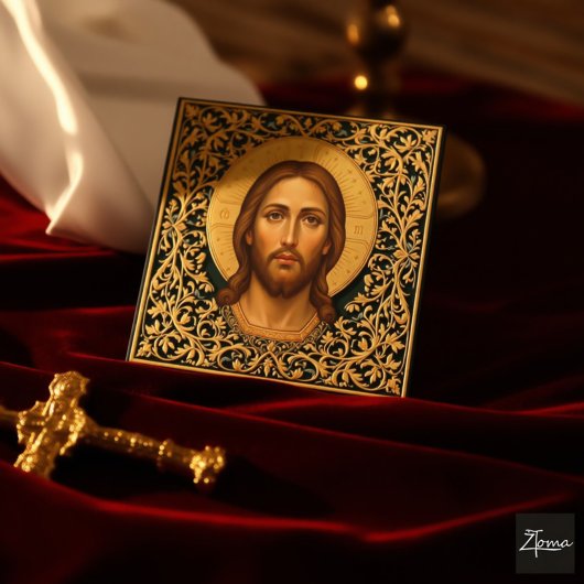Byzantine Christ Icon - Jesus Begleitkarte