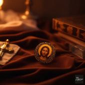 Byzantine Christ Icon - Jesus Button
