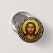 Byzantine Christ Icon - Jesus Button (Vorne & Hinten)
