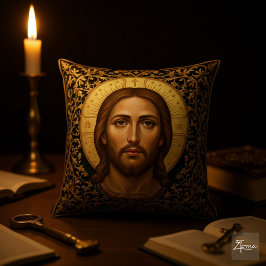 Byzantine Christ Icon - Jesus Kissen