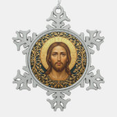 Byzantine Christ Icon - Jesus Schneeflocken Zinn-Ornament (Vorderseite)