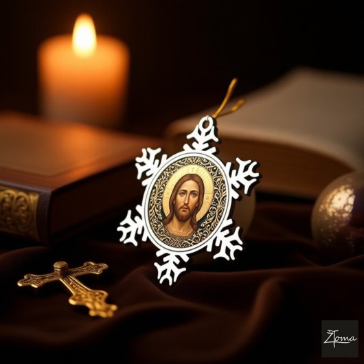 Byzantine Christ Icon - Jesus Schneeflocken Zinn-Ornament