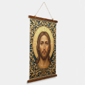 Byzantine Christ Icon - Jesus Wandteppich Mit Holzrahmen (Gewinkelt)
