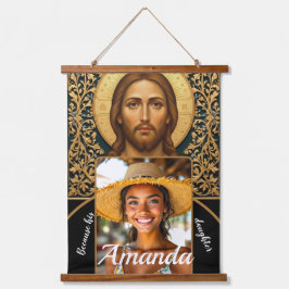 Byzantine Christ Icon - Jesus Wandteppich Mit Holzrahmen