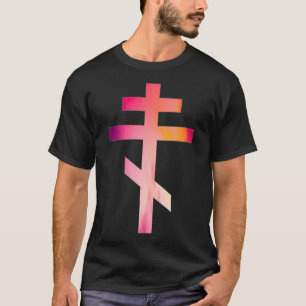 Byzantine Cross Russian Orthodo Three Bar Cross T-Shirt