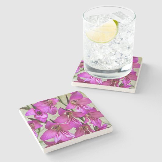 Byzantine Gladiolus Steinuntersetzer (Seitenansicht)