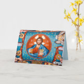 Byzantine jesus Grußkarte Karte (Gelbe Blume)