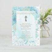 BYZANTINE Krönungsfeier Hochzeitsfest Aquamarin Einladung (Stehend Vorderseite)