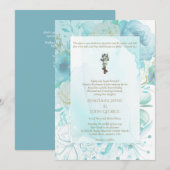 BYZANTINE Krönungsfeier Hochzeitsfest Aquamarin Einladung (Vorne/Hinten)