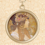 Byzantinisch Brünett, Mucha Vergoldete Kette<br><div class="desc">Art Nouveau brünett von Alphonse Mucha</div>