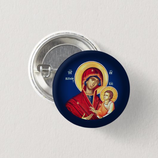 Byzantinisch Christlich-orthodoxe Symbole: Jungfra Button (Vorne & Hinten)