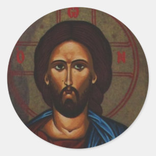 Byzantinisch-griechisch-orthodoxe Icon JESUS CHRIS Runder Aufkleber