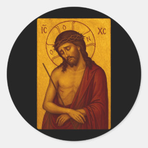 Byzantinisch-orthodoxe Ikone Jesu Christi des Runder Aufkleber