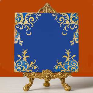 Byzantinische Arabeske Blau Gold Filigran Fliese