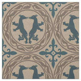 Byzantinische Bestien Blau und Tan Stoff