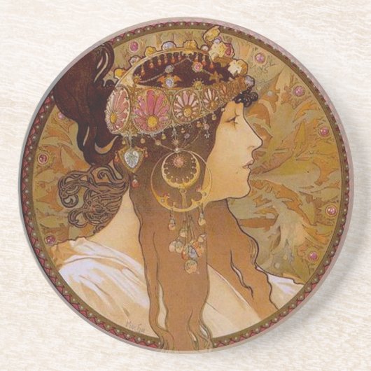 Byzantinische Brünette, Mucha Untersetzer (Vorne)