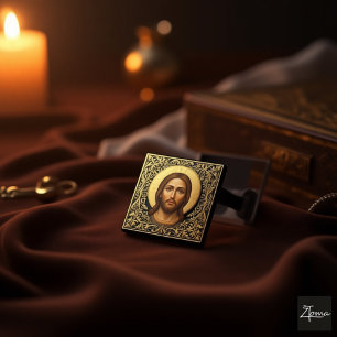 Byzantinische Christus-Ikone - Jesus Button