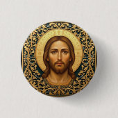 Byzantinische Christus-Ikone - Jesus Button (Vorderseite)